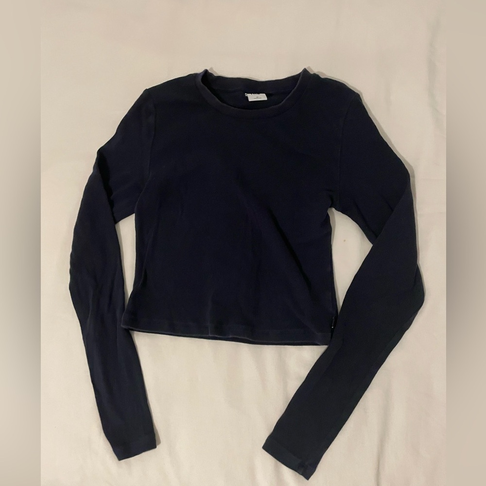TNA ribbed cropped longsleeve navy blue